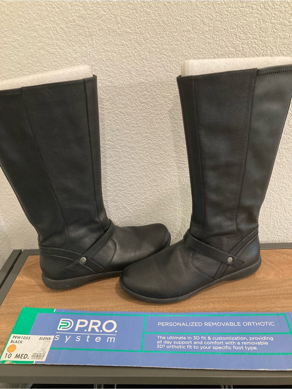 ABEO Elena Black Leather Riding Boots     Size 10